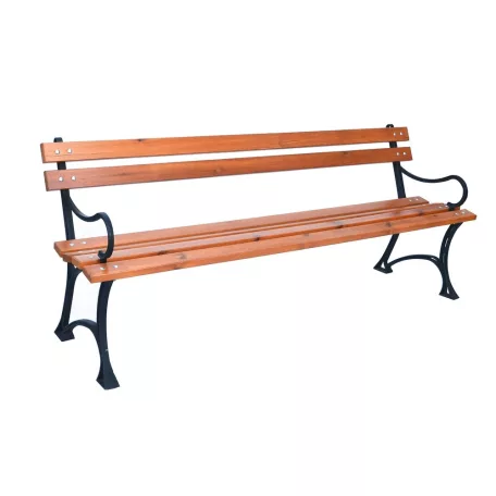 ROJAPLAST fenyőfából készült, fém szerkezetű kerti pad karfával, 180 cm  243/1