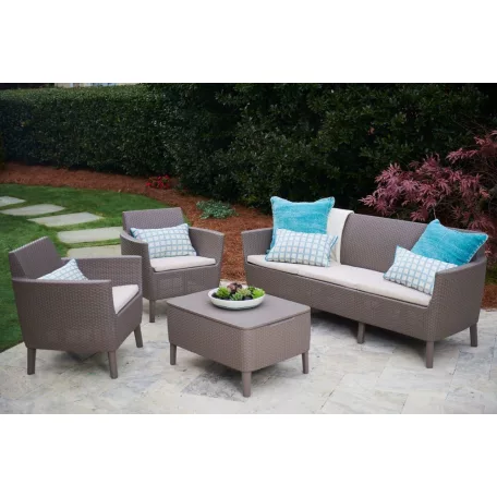 ALLIBERT SALEMO polyrattan háromszemélyes kerti kanapé - grafit  244100