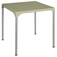   ROJAPLAST PRIME MŰANYAG KERTI ASZTAL, KRÉM, 70X70 CM, ALUMÍNIUM LÁBAKON