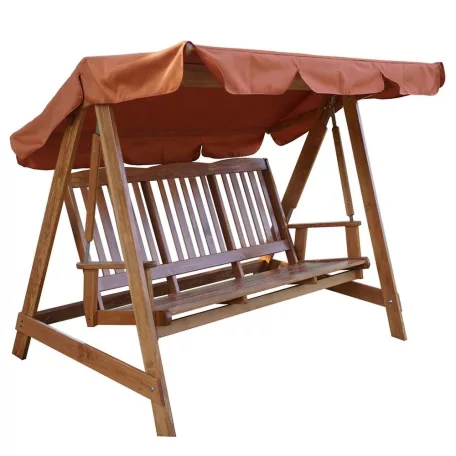 ROJAPLAST LUISA fenyőfából készült lakkozott kerti hintaágy, tetővel  414/18