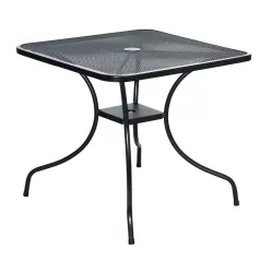   ROJAPLAST ZWMT-80 fém kerti asztal napernyőlyukkal, 80 x 80 x 72 cm - fekete