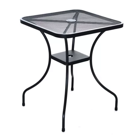 ROJAPLAST ZWMT-60 fém kerti asztal napernyőlyukkal, 60 x 60 x 72 cm - fekete 609/10