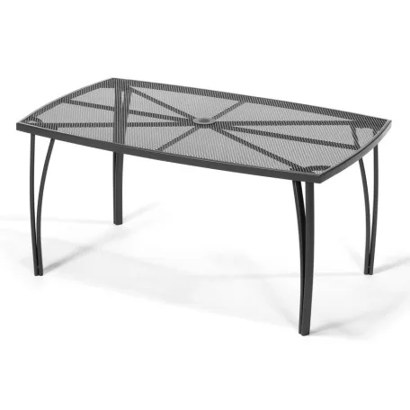 ROJAPLAST ZWMT-24 fém kerti asztal napernyőlyukkal, 150 x 90 x 71 cm - fekete 609/5