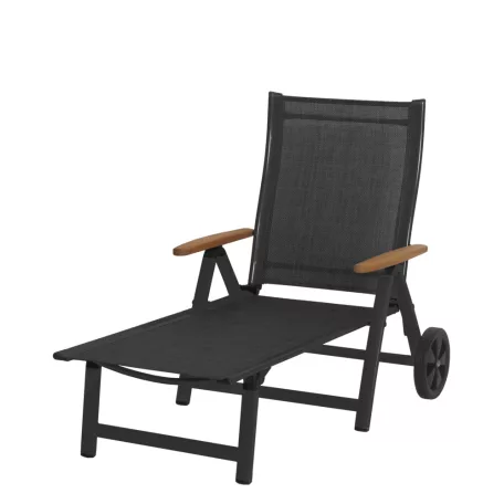 SUN GARDEN ASS COMFORT állítható, exkluzív fém kerti nyugágy - antracit/fekete 67/31