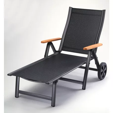 SUN GARDEN ASS COMFORT állítható, exkluzív fém kerti nyugágy - antracit/fekete 67/31