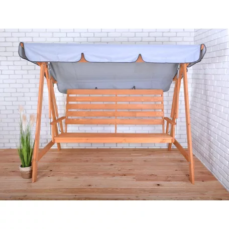 ROJAPLAST SYLVA fenyőfából készült lakkozott kerti hintaágy, tetővel