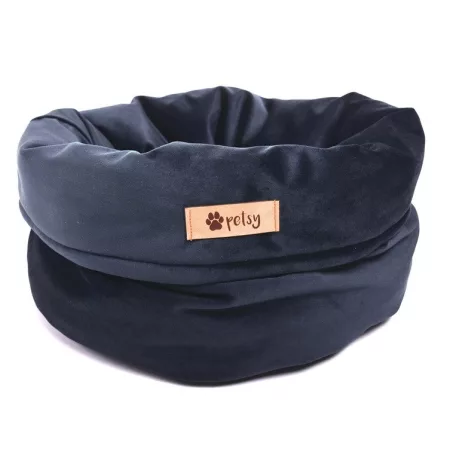 PETSY ROYAL BASKET kutya, macska bársonyos poliészter fekhely - kék - Ø 40 cm
