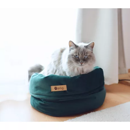 PETSY ROYAL BASKET kutya, macska bársonyos poliészter fekhely - kék - Ø 40 cm