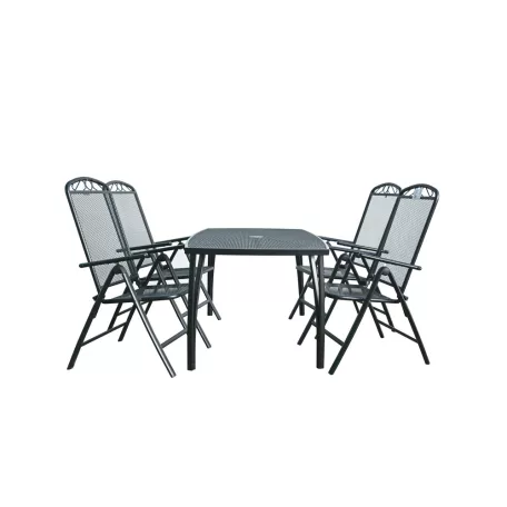 ROJAPLAST CHIETI FÉM KERTI BÚTOR SZETT, 4 DB ÖSSZECSUKHATÓ SZÉKKEL, FEKETE