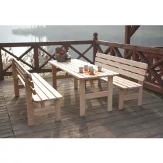   ROJAPLAST CREMONA FENYŐFÁBÓL KÉSZÜLT KERTI BÚTOR SZETT, PADDAL, 200 CM- NATÚR