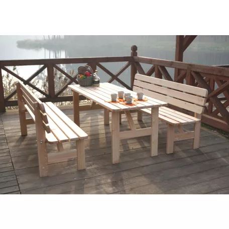 ROJAPLAST CREMONA FENYŐFÁBÓL KÉSZÜLT KERTI BÚTOR SZETT, PADDAL, 200 CM- NATÚR