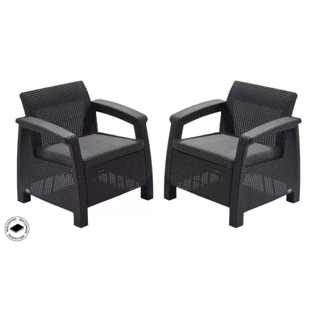 ALLIBERT CORFU DUO polyrattan kerti fotelek, 2db - grafit