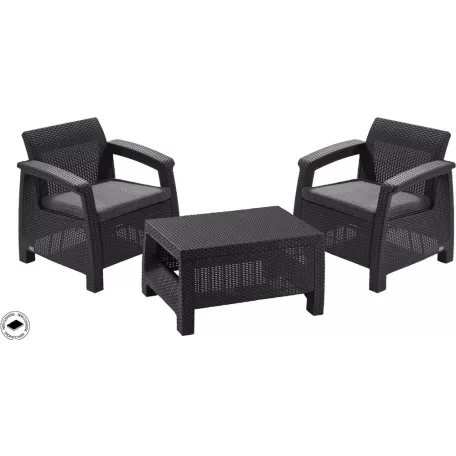 ALLIBERT CORFU WEEKEND polyrattan kerti bútor garnitúra - grafit