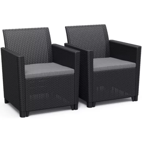 ALLIBERT CLAIRE DUO MŰRATTAN KERTI FOTEL KÉSZLET (2DB) - GRAFIT