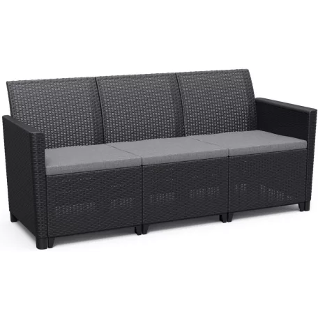 ALLIBERT CLAIRE SOFA 3 - HÁROMSZEMÉLYES MŰRATTAN KERTI KANAPÉ, GRAFIT