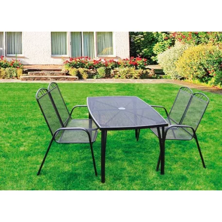 ROJAPLAST LECCO FÉM KERTI BÚTOR SZETT, FÉM PADDAL, FEKETE