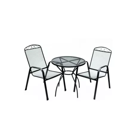 ROJAPLAST PESCARA FÉM KERTI BÚTOR SZETT, 2 DB SZÉKKEL, FEKETE