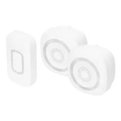   HOME HOME DBS1601DC vezeték nélküli csengő szett, 2 csengővel, 160m hatótáv, 60 dallam, állítható hangerő és némítás, kapcsolható fényjelzés, elemes tápellátás SOM-DBS1601DC