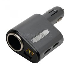 SAL Autós USB gyorstöltő, 3.1A, Voltmérő SA-061
