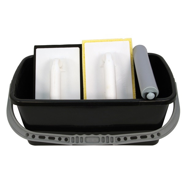 Image of EXTOL 84912 burkoló vödör, 10 literes, műanyag, szögletes (44×24×17cm), 1 görgös, fugázó simító, szivacsos simító