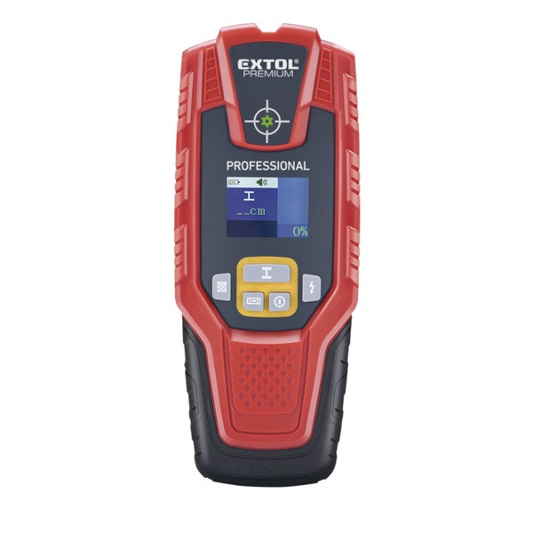 Image of EXTOL 8831321 digitális detektor, rejtett fém (vas, réz, alu) és fa tárgyak, illetve feszültség alatti vezeték keresésére, LCD kijelző