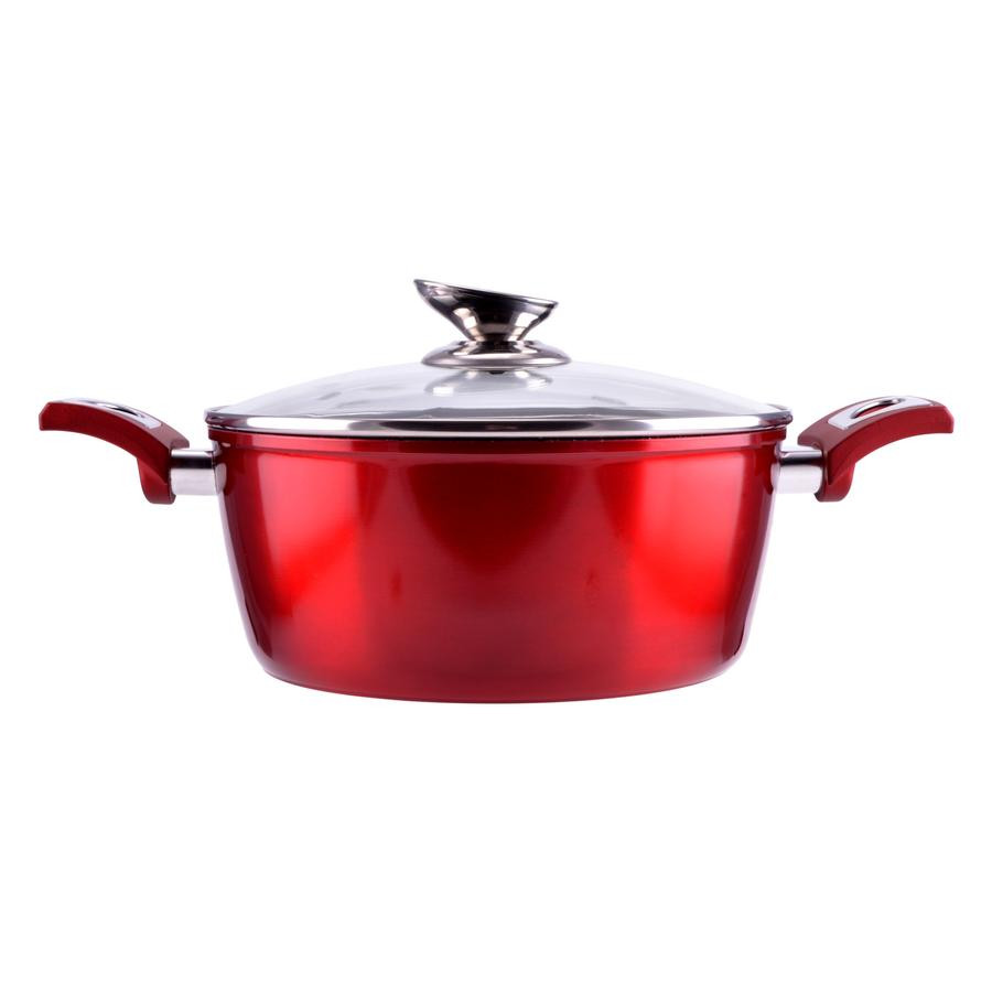 Image of Perfect Home Metal Red Line tapadásmentes alumínium lábas üvegfedővel 24cm 4.5L, indukciós 10397